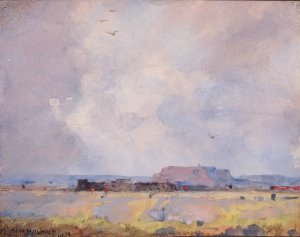 In The Plateau Country, With An Inhabited Pueblo by William Henry Holmes Oil Painting