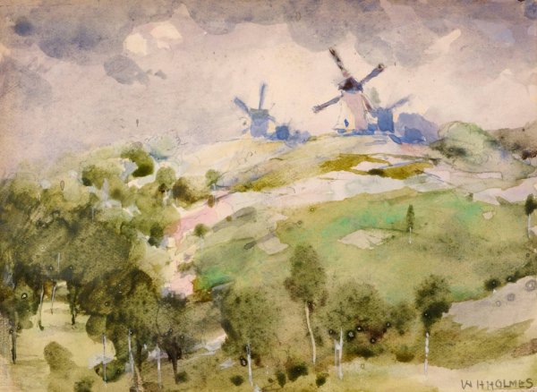 Windmills by William Henry Holmes - Hand-Painted Oil Painting Reproduction