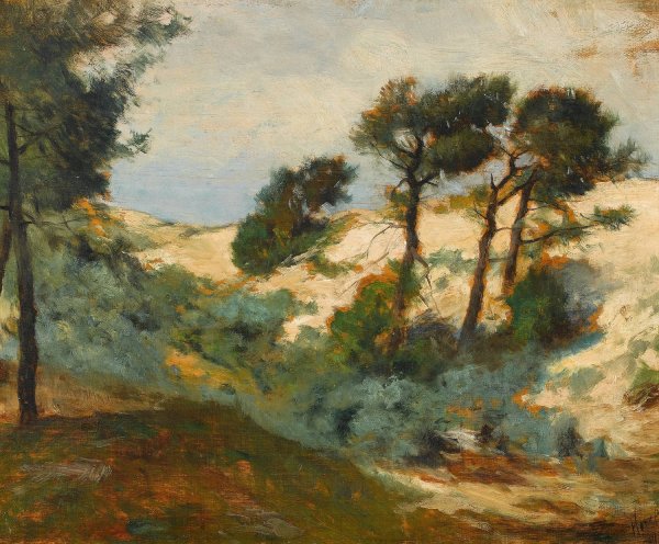 Main Product Photo of Dunes and Scrub Pine  Painting by William Henry Howe