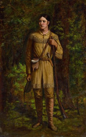Davy Crockett by William Henry Huddle Oil Painting