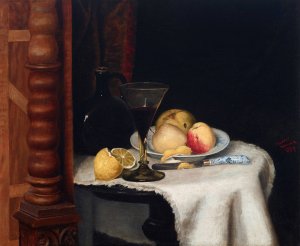Still Life with Fruit by William Henry Huddle Oil Painting