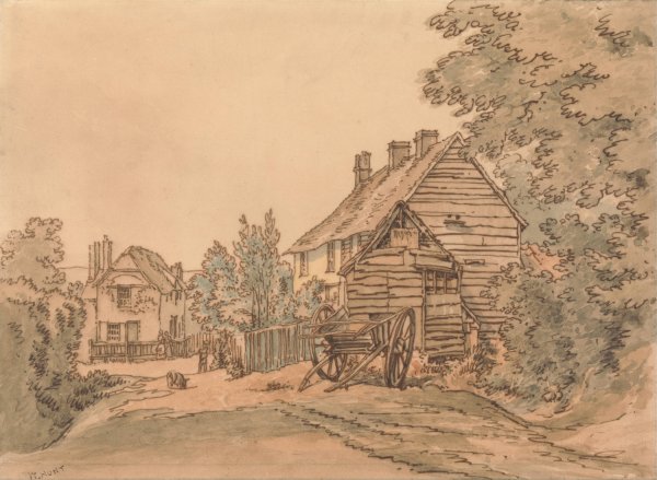 A Street in a Country Village  by William Henry Hunt - Hand-Painted Oil Painting Reproduction