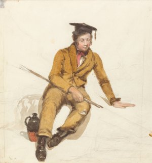 A Young Scholar Goes Fishing by William Henry Hunt Oil Painting