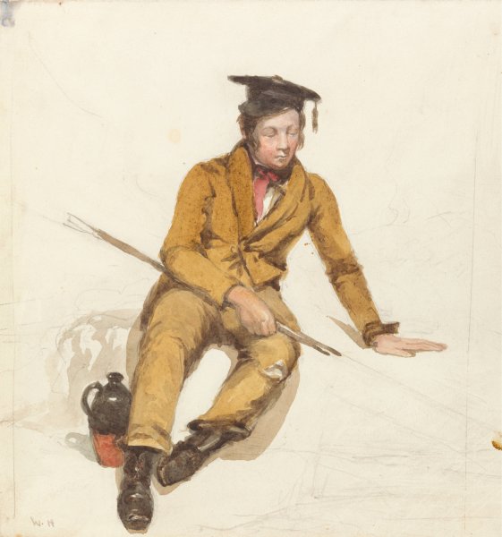 A Young Scholar Goes Fishing  by William Henry Hunt - Hand-Painted Oil Painting Reproduction