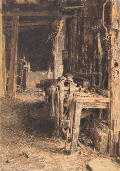 Barn Interior  by William Henry Hunt - Hand-Painted Oil Painting Reproduction