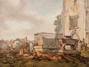 Bushey Churchyard with the Tombs of Edridge, Hearne and H. Monro by William Henry Hunt Oil Painting