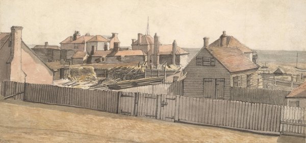 Main Product Photo of Fishermen's Cottages and Other Houses on the Beach at Hastings  Painting by William Henry Hunt