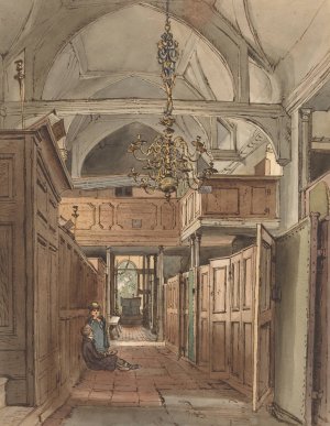 Interior of Bushey Church by William Henry Hunt Oil Painting