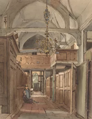 Interior of Bushey Church by William Henry Hunt Oil Painting