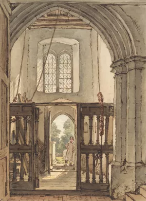 Interior of the Belfry, Bushey Church by William Henry Hunt Oil Painting