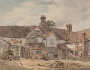 Old Farm Buildings by William Henry Hunt Oil Painting