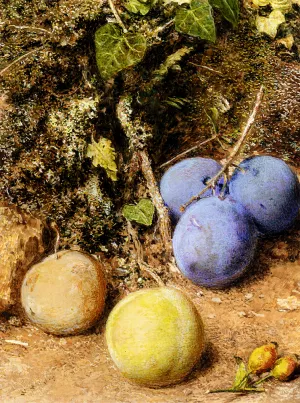 Still Life With Greengages and Plums on a Mossy Bank Oil painting by William Henry Hunt