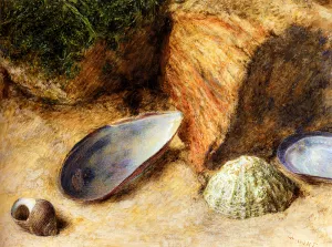 Still Life with Sea Shells on a Mossy Bank by William Henry Hunt Oil Painting