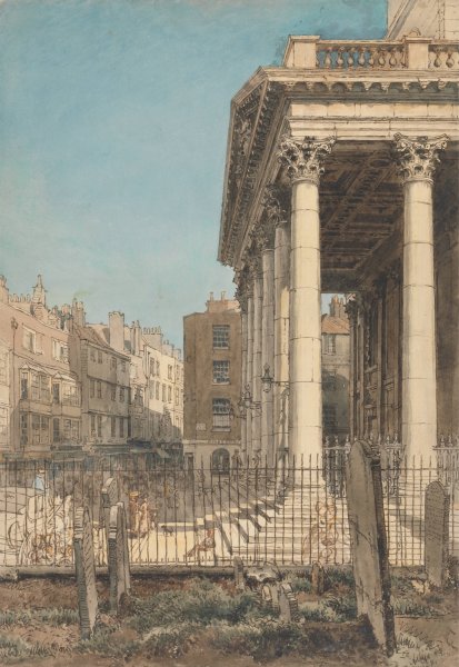 Main Product Photo of The Portico of St. Martin-in-the-Fields  Painting by William Henry Hunt