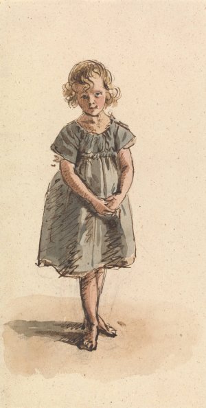 Young Girl Standing Barefoot by William Henry Hunt Oil Painting