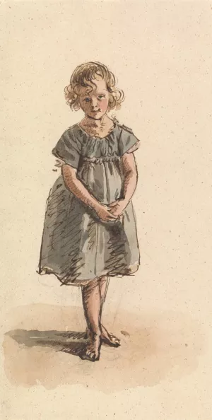 Young Girl Standing Barefoot by William Henry Hunt Oil Painting