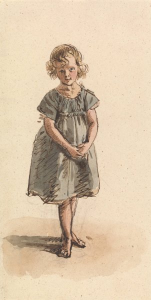 Young Girl Standing Barefoot  by William Henry Hunt - Hand-Painted Oil Painting Reproduction