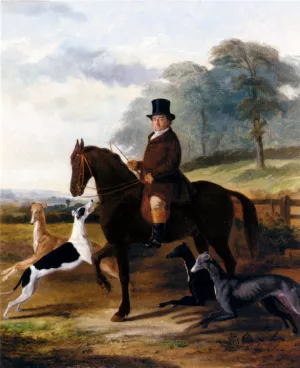 Mr. Gilpin On His Favorite Hack With Greyhounds Oil painting by William Henry Knight