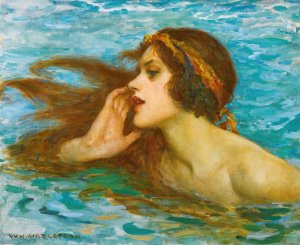 A Little Sea Maiden by William Henry Margetson Oil Painting