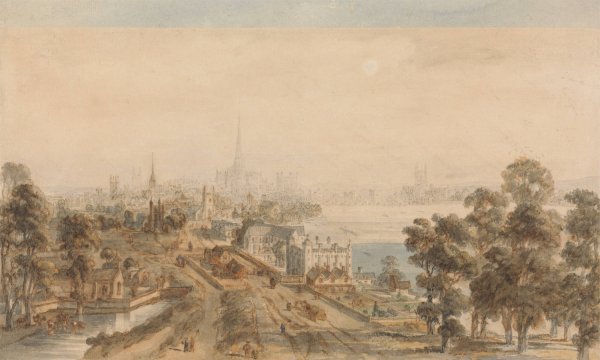 Old London, View from St. James Park Looking East by William Henry Pyne - Hand-Painted Oil Painting Reproduction