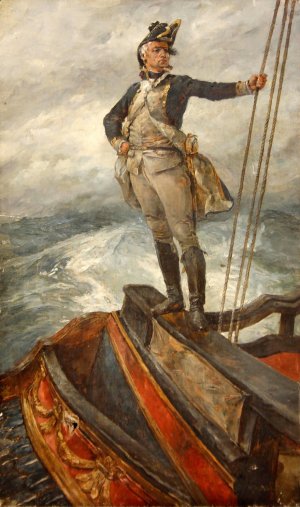 Naval Captain On The Poop Deck Taffrail by William Heysmann Overend Oil Painting