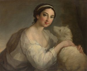 A Portrait Of A Lady As Innocence by William Hoare Of Bath Oil Painting