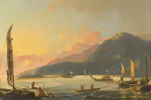 Tahitian War Galleys in Matavai Bay, Tahiti by William Hodges Oil Painting