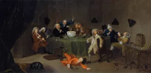 A Midnight Modern Conversation by William Hogarth Oil Painting
