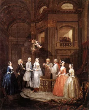 The Marriage of Stephen Beckingham and Mary Cox by William Hogarth Oil Painting