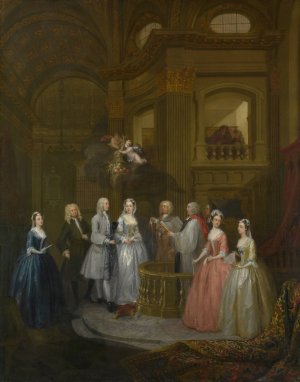 The Wedding of Stephen Beckingham and Mary Cox by William Hogarth Oil Painting