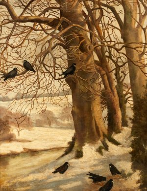 Winterscape with Crows by William Holbrook Beard Oil Painting