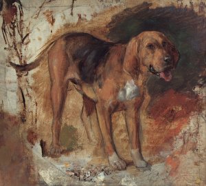 Study of a bloodhound by William Holman Hunt Oil Painting