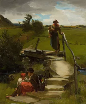 Gathering Wildflowers by William Holyoake Oil Painting
