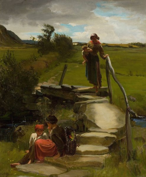 Gathering Wildflowers by William Holyoake - Hand-Painted Oil Painting Reproduction