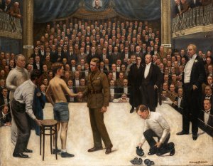 A Welsh Victory At The National Sporting Club by William Howard Robinson Oil Painting