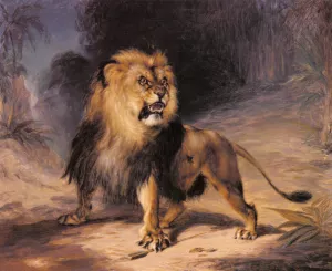 A Lion by William Huggins Oil Painting