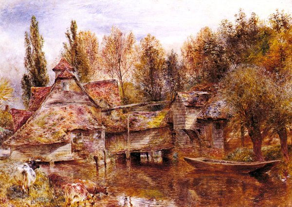 Main Product Photo of Mill on the Thames, Mapledurham Painting by William Huggins