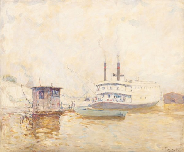 Ohio River Boat  by William J. Forsyth - Hand-Painted Oil Painting Reproduction