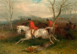 Foxhunting; Coming to a Fence by William J. Shayer Oil Painting