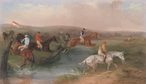 Steeplechasing; The Brook  by William J. Shayer - Hand-Painted Oil Painting Reproduction
