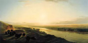 A Herd of Bison Crossing the Missouri River painting by William Jacob Hayes