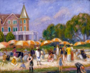 Beach Umbrellas at Blue Point by William James Glackens Oil Painting