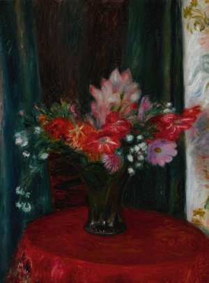Bouquet on Red Tablecloth by William James Glackens Oil Painting