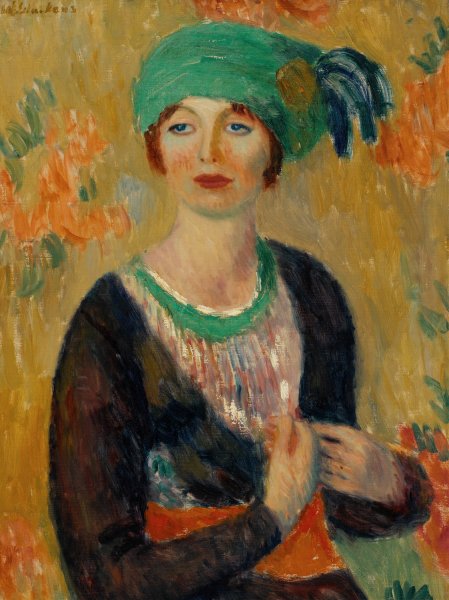 Main Product Photo of Girl in Green Turban  Painting by William James Glackens