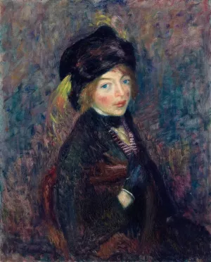 Head of Girl, Feather in Turban by William James Glackens Oil Painting
