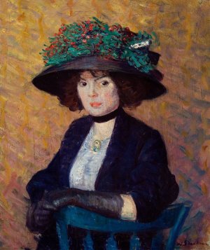 Woman with Green Hat by William James Glackens Oil Painting
