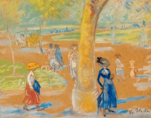 Woman with Umbrella, Washington Square by William James Glackens Oil Painting