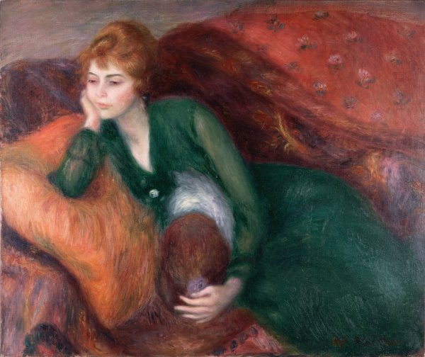 Young Woman in Green  by William James Glackens - Hand-Painted Oil Painting Reproduction