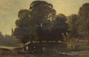 A View of Eton and the Fellows Eyot by William James Muller Oil Painting