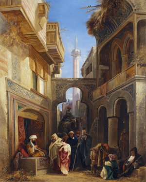 Street Scene In Cairo by William James Muller Oil Painting